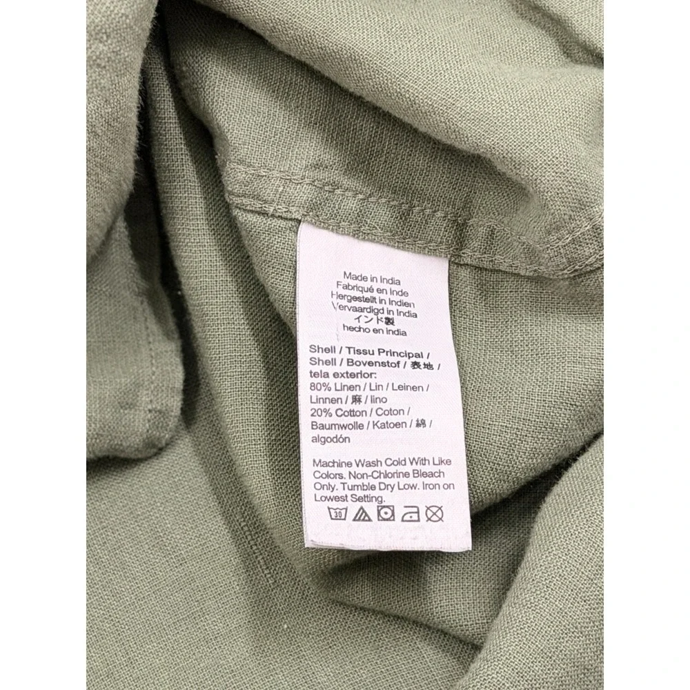 J Crew Shirt Mens XL Green Classic Linen Blend Button Down Coastal Minimalist